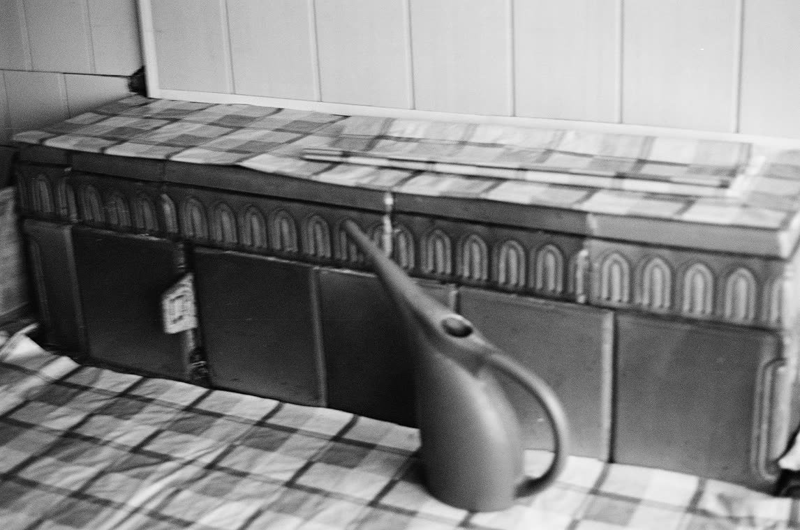 Tiled stove in a country kitchen, 35mm